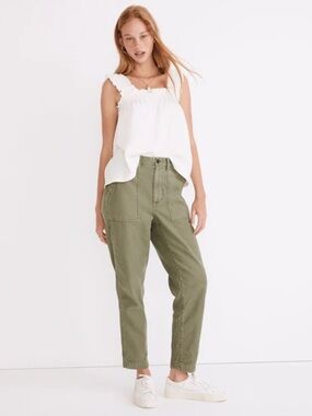 Madewell Griff Fatigue Cargo Pants Olive Green High Rise Utility 27 Tall